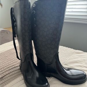 Coach Black Patterned Rain Boots